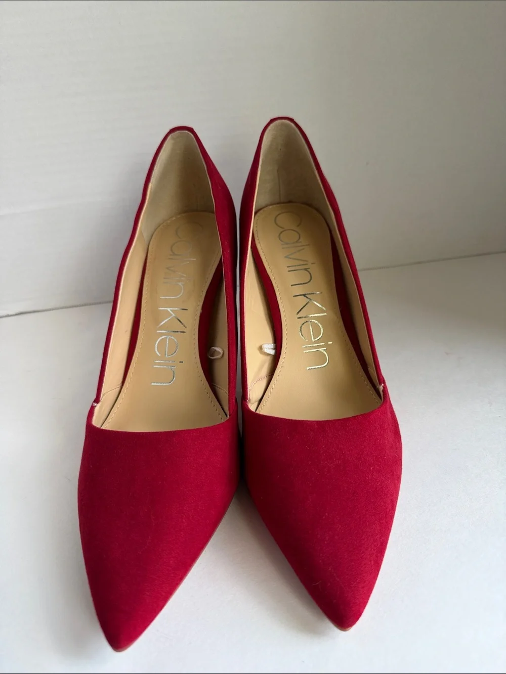 Calvin Klein Red Suede Pointed-Toe Pumps Size 9